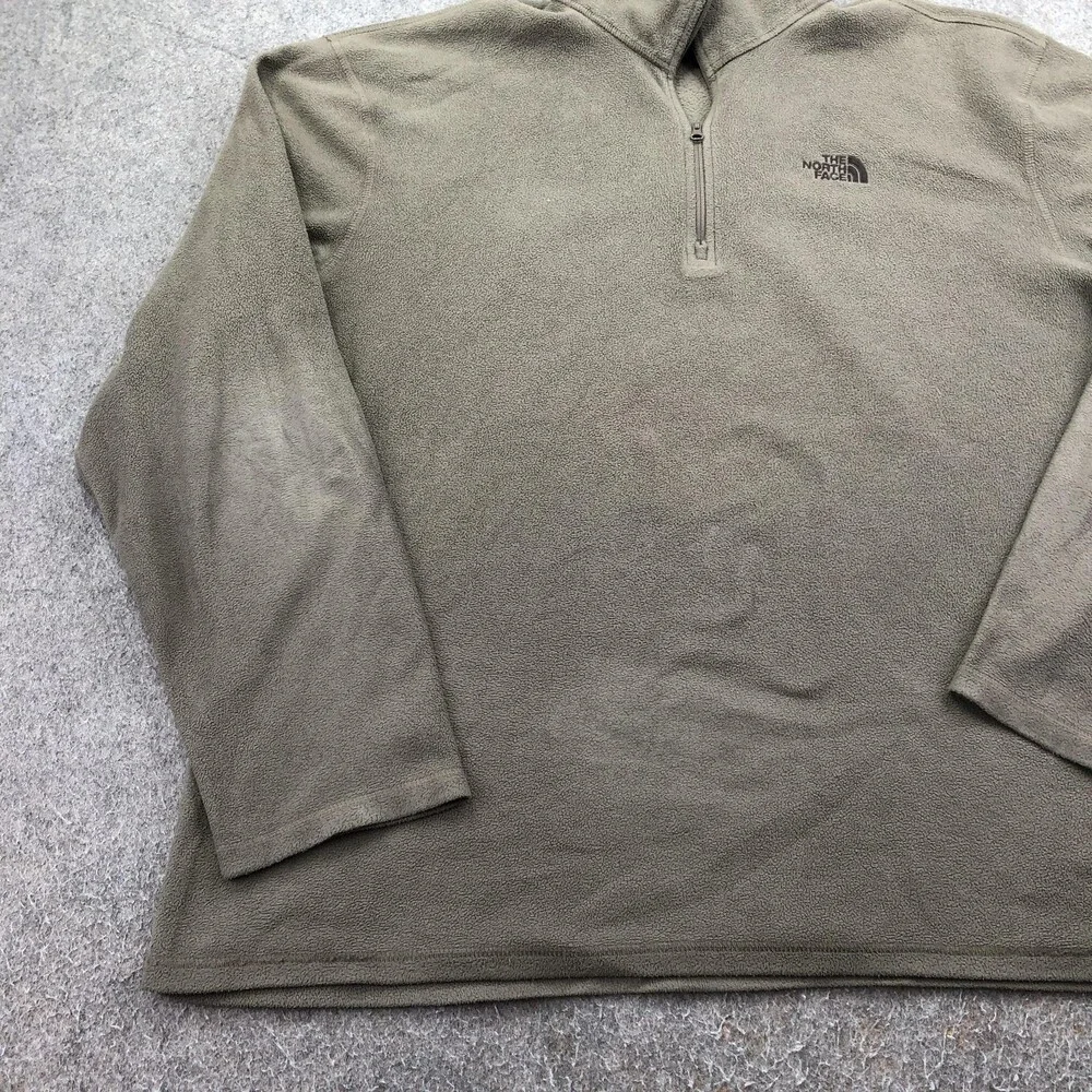 The North Face Pullover Mens XL Green 1/4 Zip Long Sleeve Fleece Hiking Top
